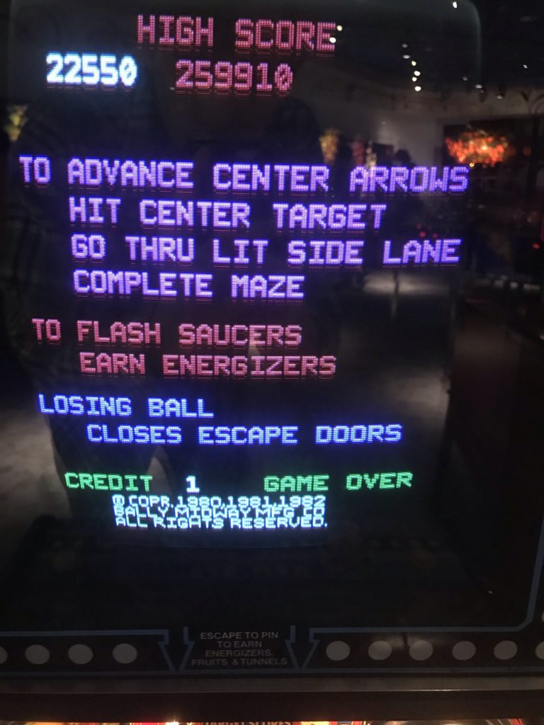 Arcade instructions for the pinball portion of the game