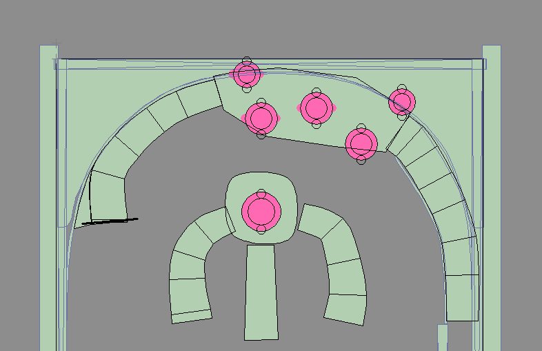 The original design for the back of the machine, including the original intended ramp positions.
