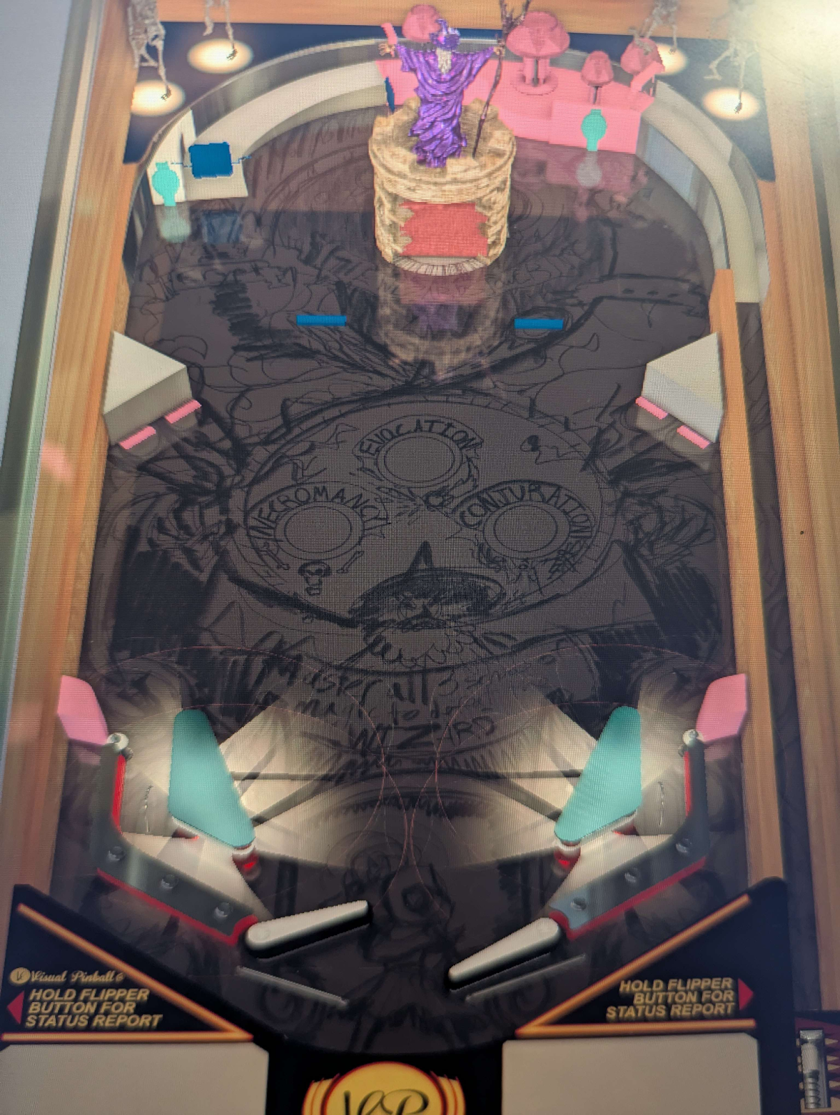 An *almost* final image of the machine. This image has the clearest view of the art on the playfield.